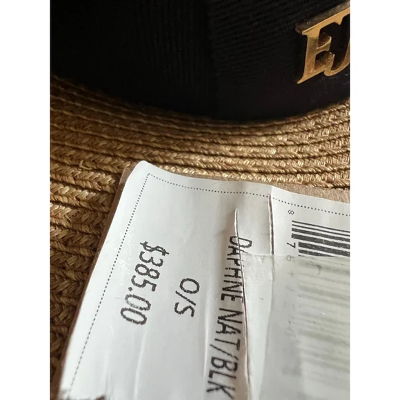 NWT Eric Javits Daphne Fedora Hat One Size Natural/Black - Picture 9 of 11